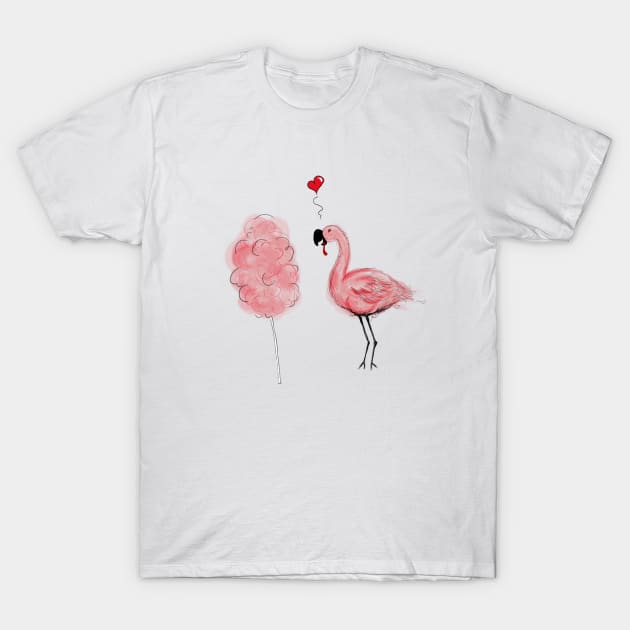 Flamingo Love Funny Candy Lover Tee T-Shirt by PolygoneMaste